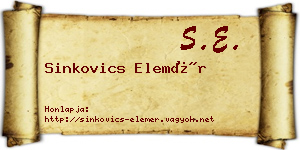 Sinkovics Elemér névjegykártya
