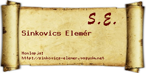 Sinkovics Elemér névjegykártya
